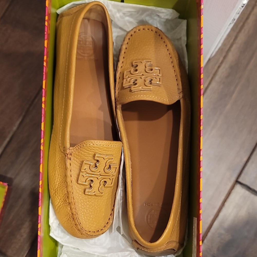Tory Burch Mustard Leather Loafers